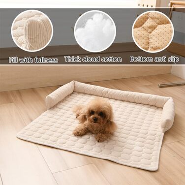 М'яке ліжко-лежанка для собак, софа з бортиком, захист дивану, 75x75 см, темно-сірий