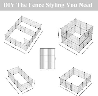 Металева клітка для кроликів LANGXUN, загородження, дріт-сітка, DIY монтаж, 12 шт. (120x60x38 см)