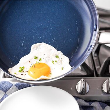 Набір посуду Blue Diamond Cookware Diamantstruktur Keramik Antihaft, 7 предметів: каструлі, сковороди, сотейники. Без PFAS, для всіх плит, індукція, сумісний з посудомийною машиною, до 200°C, блакитний