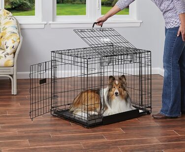 Кія MidWest Homes for Pets Ovation Modell 1924 - переносна переносна будка для собак, чорна, 61x57x60 см, з роздільником, захист підлоги, для маленьких порід
