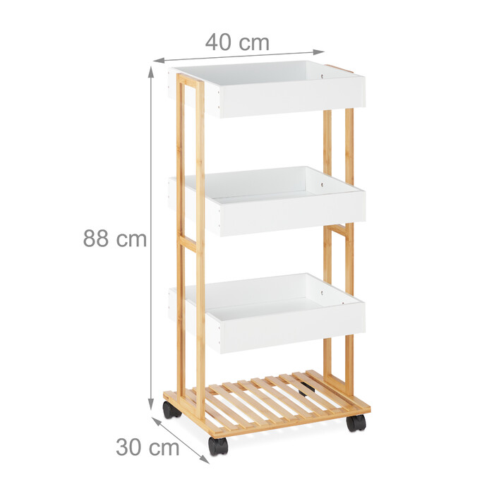 Relaxdays Bamboo Serving Cart with 4 Tiers