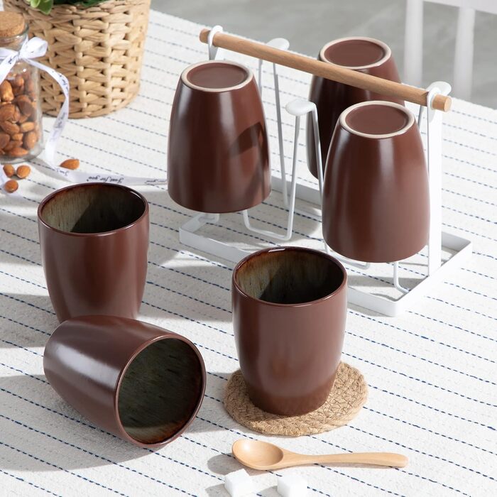 Handleless cups, vancasso BUBBLE 12-piece stoneware cup set, coffee cups 380ml