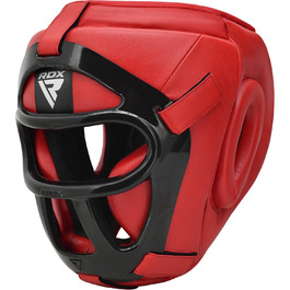 RDX Leather Head Guard - Boxing, Muay Thai, Taekwondo Sparring Headgear with Nose Protection (Red, Medium)