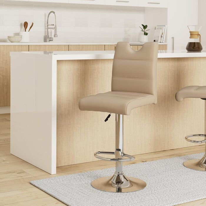 Hela Bar Stools - Miranda Bistro Stools, Faux Leather with Trumpet Base, Adjustable Height, 360° Swivel, 60-82cm (Cappuccino, 2-Pack)