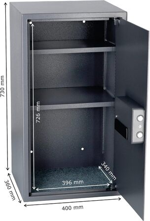 Сейф для дому Business XL Safe Tresor 60л з цифровим та відбитком пальця, вогнестійкий, для документів A4 та цінностей (50x35x36 см)