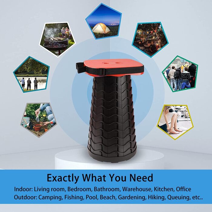 Складний стілець-телескоп для кемпінгу, риболовлі та відпочинку на природі (червоний)