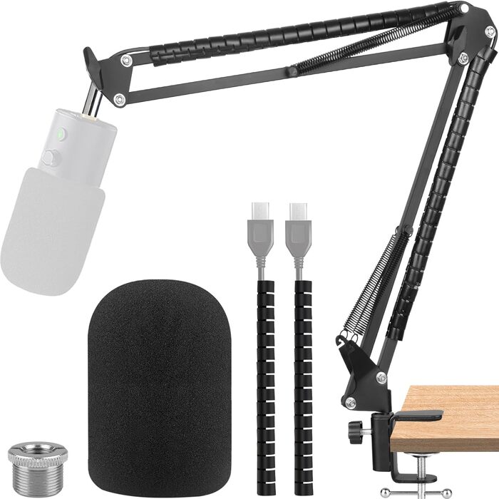 Підставка для мікрофона ChromLives для Razer Seiren X, з поп-фільтром, вітрозахистом та кабелетримачем, 5/8 адаптер