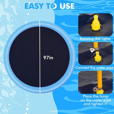 YAUNGEL Dog Pool, 170 cm, Paddling Pool for Large & Small Dogs, 0.58mm Thickened Anti-Slip Mat, Foldable, Durable Splash Pad for Summer, Garden (246CM)