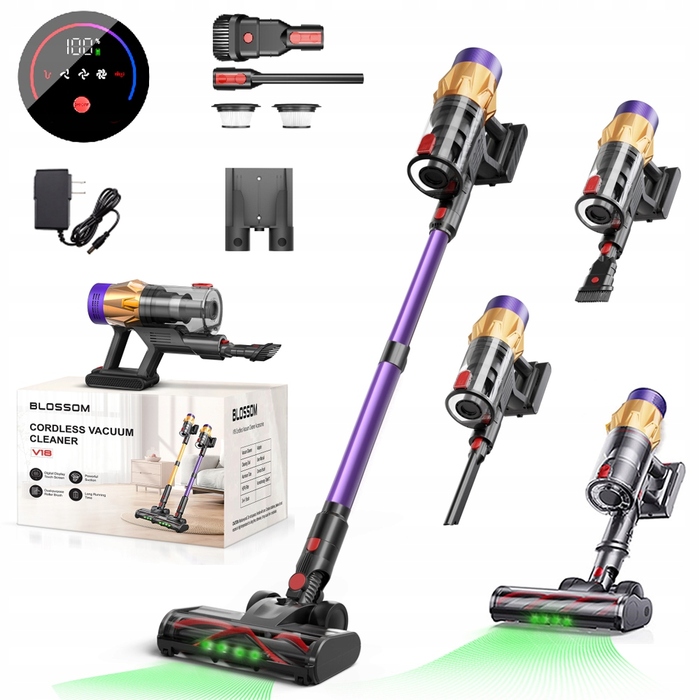 Вертикальний пилосос Blossom V18 550W 50000PA, сріблястий/сірий