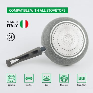 Сковорода антипригарна GadHome 20 см, чорна | Для індукційної плити | Алюмінієва сковорода з ергономічною ручкою | Без PFOA для здорового приготування їжі | Можна мити в посудомийній машині