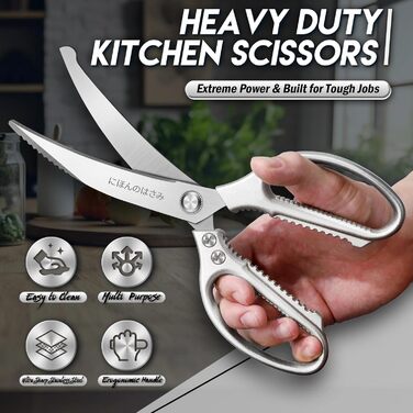 Набір кухонних ножиць DRAGON RIOT Stabile: 2 шт. (японська сталь), для м'яса, птиці, кісток. Нержавіюча сталь, гострі