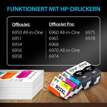 Комплект картриджів Smart Ink для HP 903 XL (903XL) Multipack: 2 чорних XL, блакитний, пурпуровий, жовтий з чипом для OfficeJet Pro 6950, 6960, 6970