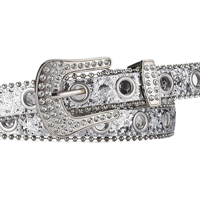 Жіночий пояс Fenteer з стразами, джинсовий, з пряжками, шкіряний, ширина 3,5 см (білий, 2,4 см)