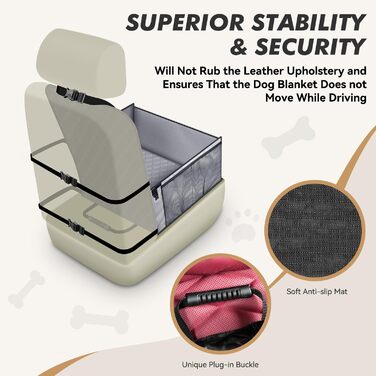 Автокрісло для собак: стабільне, водонепроникне, з підсиленими стінками та ременями безпеки, сіре