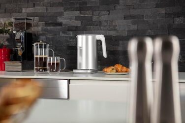 ZWILLING ENFINIGY Water Kettle Pro with Temperature Setting, Stainless Steel Scale Filter & Keep-Warm Function, 1850 Watts, 1.5 Liters, Silver