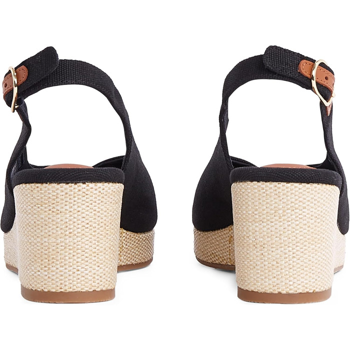 Сандалі жіночі Tommy Hilfiger Flag Mid Wedge Espad SLIN чорні (35 EU) - Стильні шкіряні босоніжки на танкетці
