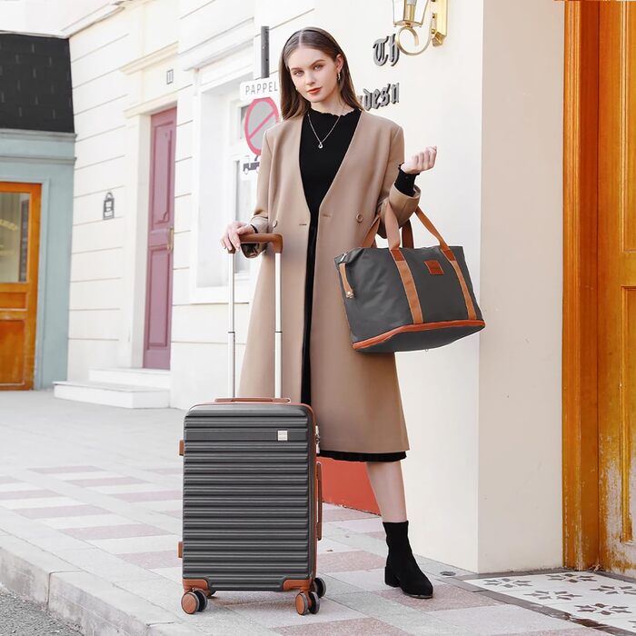 Набір валіз Joyway з ABS-пластику (сірий, ручна поклажа) з TSA-замком, 4 колеса, з сумкою та культурою