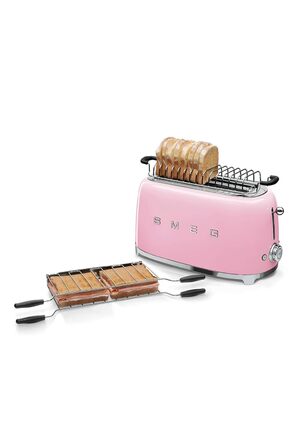 Тостер Smeg TSF02PBEU - 2 слоти для 4 тости, 6 рівнів підсмажування, функція розморожування та Bagel, знімний піддон, 1500W, пастельно-блакитний (Роуз)