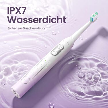 Електрична зубна щітка YUNCHI C2 з 40000 вібрацій на хвилину, звукова щітка для дорослих, зарядка USB-C, акумулятор на 55 днів, 5 режимів чищення, таймер 2 хвилини, 8 насадок, дорожній футляр, чорний (C2 фіолетовий та білий)