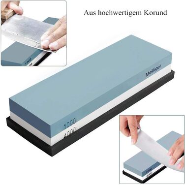 Набір для заточування ножів Schleifstein: двосторонній точило з зернистістю 1000/4000, з антиковзким тримачем