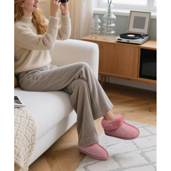 Домашні тапочки COFACE для жінок, зручні, з піною Memory Foam, з фетру, зимові, розмір 36-43 (рожеві, 41 EU)