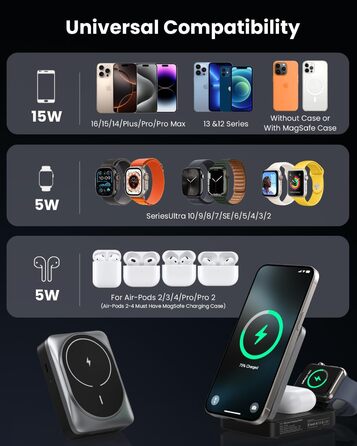 Багатофункціональна бездротова зарядка 3 в 1 з MagSafe для iPhone та Apple Watch, AirPods (білий/чорний)