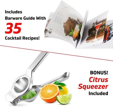 JoyTable 16-Piece Cocktail Bar Set with Citrus Press & Recipe Book - Professional Bartender Kit