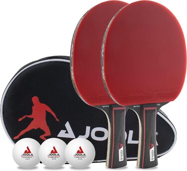 Набір для пінг-понгу JOOLA Duo Carbon 2/PRO 2: 2 ракетки, 3 м'ячі, чохол (червоний/чорний)