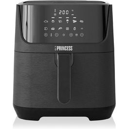 Princess Digital Hot Air Fryer – 6.5 L – with removable divider – 60 percent less energy consumption – Digital touchscreen – 12 programs – Oil-free – Black – 182061 REGULAR 6.5L