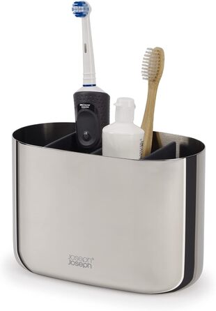 Joseph Joseph EasyStore - Luxus Edelstahl Zahnbürstenhalter Caddy Badezimmer Lagerung, groß - Steel