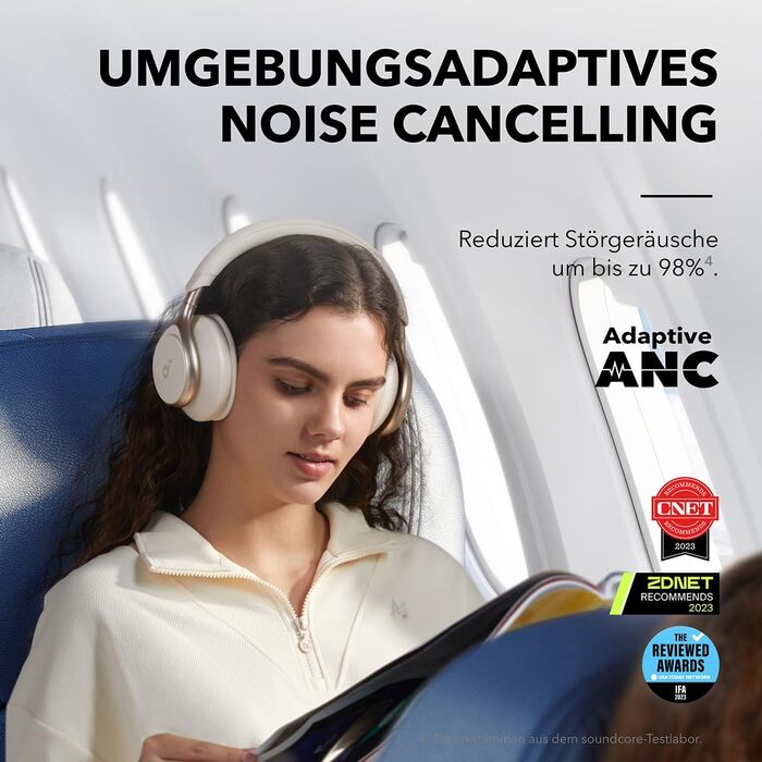 Soundcore Space One: Бездротові навушники Over-Ear Bluetooth з активним шумозаглушенням, 40 годин роботи, Hi-Res Audio, Bluetooth 5.3 (Кофе з молоком)