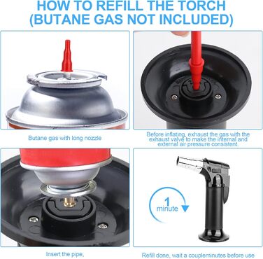 Регульований газовий пальник Flambierbrenner з 3 газовими соплами для кухні, гриля, крему-брюле та паяння. Поповнюваний Bunsenbrenner.