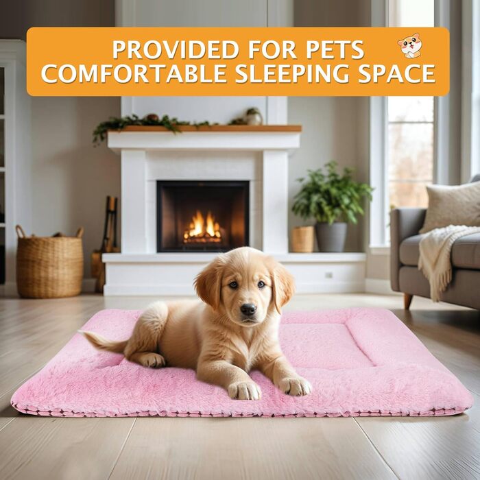 Dog Bed Soft and Warm Mat Dog Cushion Washable Cozy Reversible Pet Sofa Cushion PS085 (106x71 CM, Pink)
