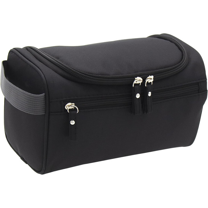 Чоловіча та жіноча косметичка для подорожей з петлею для підвішування. Чорна косметичка-органайзер для гігієнічних засобів.