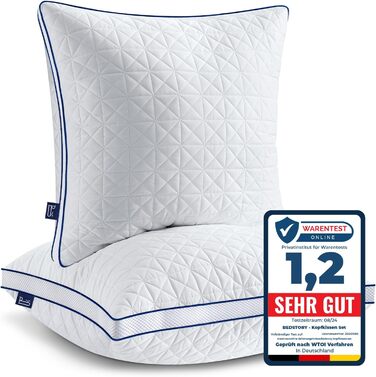 BedStory Pillow 80x80, 2-Pack 80x80 Pillows with Zipper, 2x1500g Microfiber Pillows Adjustable in Height, Breathable Washable Sleeping Pillows for Allergy Sufferers and Side Sleepers, Oeko Certified 80x80 (2-Pack)