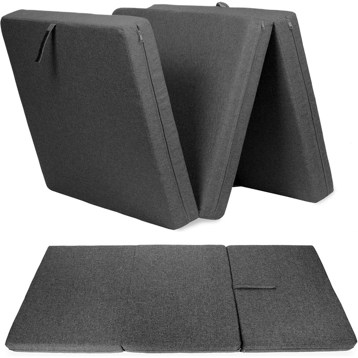 Складаний матрац Sunnypillow Premium 120x195x15 см, три секції, знімний чохол, антрацит, товстий пінополіуретан, гостьовий та дорожній матрац
