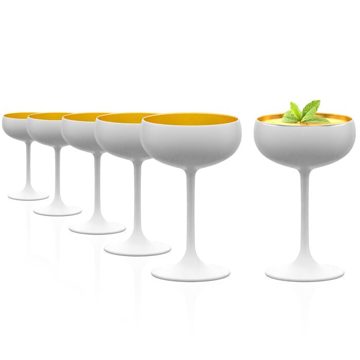 Набір келихів для шампанського Stölzle Lausitz Elements, 6 шт., 230 мл, чорний/бронзовий – елегантні келихи з кришталевого скла без свинцю, придатні для миття в посудомийній машині та ударостійкі