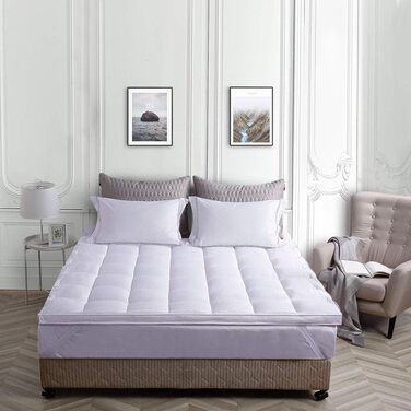 Bedecor Fitted Sheet Mattress Topper Soft-Topper, Luxury 3D Massage Bubbles Cover 180x200 cm