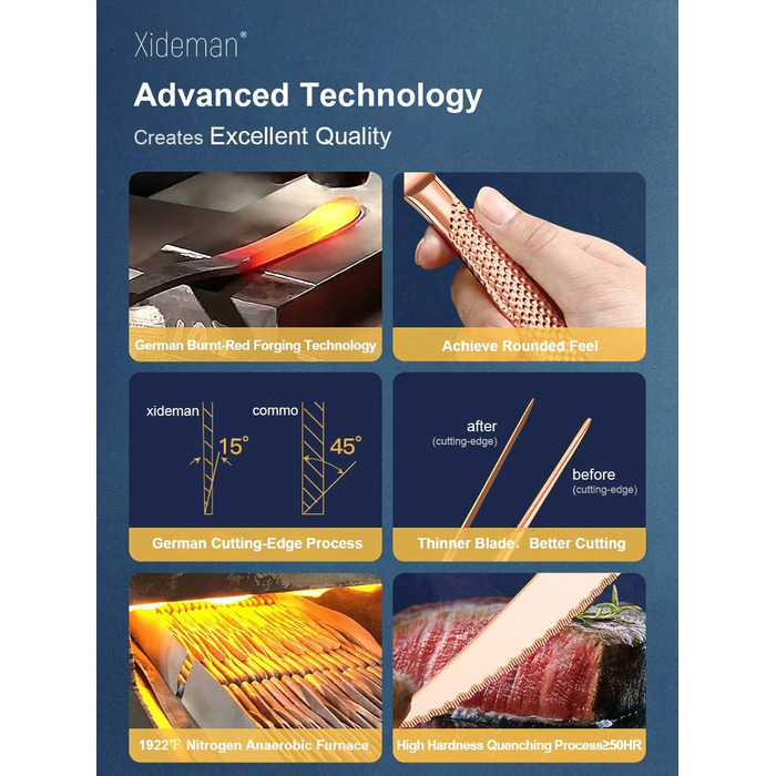 Набір столових приборів 24 предмети, нержавіюча сталь 18/10, мідний колір, сучасний дизайн, з двостороннім зазубреним ножем, для 6 осіб, можна мити в посудомийній машині