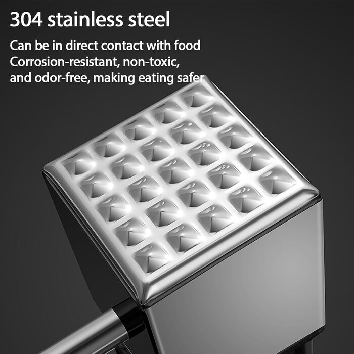 М'ясорубка-молоток Fleischklopfer з нержавіючої сталі з антиковзним руків'ям, для стейків, шніцелів, яловичини, свинини, курки