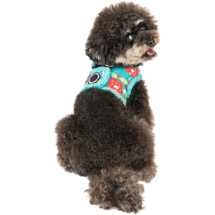 Жилет для собак Puppia Gianni з квітковим малюнком, теплий зимовий, аквамарин, розмір S