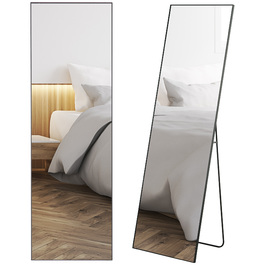 HOMCOM Freestanding Full-Length Mirror, Dressing Mirror with Stand, Aluminum Frame for Bedroom, Hallway