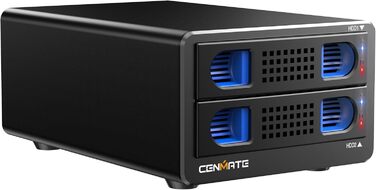 Корпус для жорстких дисків 10Gbps Dual Bay з алюмінію та вентилятором для 2.5/3.5 SATA HDD/SSD з USB A/C 3.2, Hot Swappable, Daisy Chain, DAS (без RAID/NAS)