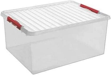 Sunware Q-Line Box - 120 Liter - 80 x 50 x 38cm - transparent/red 83300605