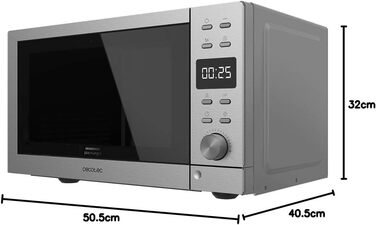 Мікрохвильова піч Cecotec GrandHeat 2010 Flatbed Steel: 20 л, 700 Вт, Grill 900 Вт, 9 функцій, Inox