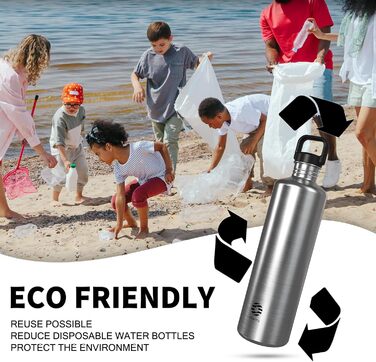2L Stainless Steel Water Bottle | 2 Liter Single-Wall Water Canteen | Eco-Friendly Reusable Bottle | Plastic-Free and Leak-Proof Metal Water Bottle | 2l Eco Drinking Bottle, Green (Silver)