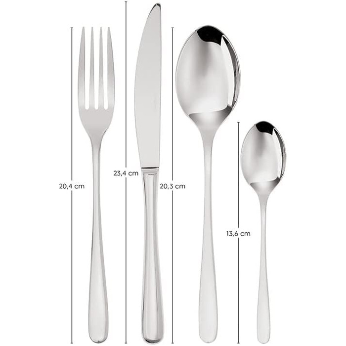Sambonet Taste 52553-G2 - Stainless Steel 18/10 Tableware Set, for 12 people, 48 pieces: 12 forks, 12 spoons, 12 knives, 12 teaspoons, dishwasher safe