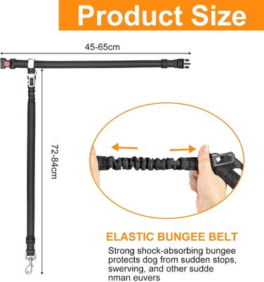 Автомобільні ремені безпеки для собак, 2 шт., кріплення на підголівник, регульовані, міцні, з пряжкою, для безпеки тварин (чорний)