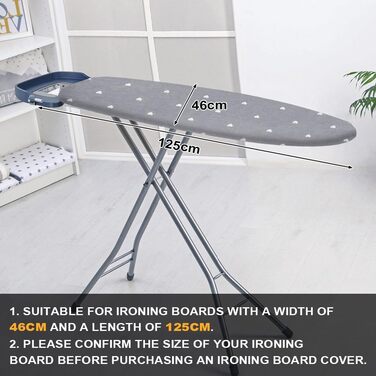 Чохол для гладильної дошки універсальний, 125x46 см, бавовна, з гумкою, підходить для парових станцій та прасок