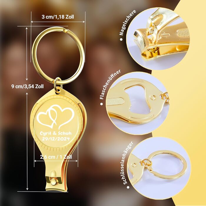 60 Personalized 4-in-1 Multifunction Bottle Openers, Gold Nail Clippers, Wedding Favors, Brewery, Private, Customized, Multi-Tool Gifts for Men.